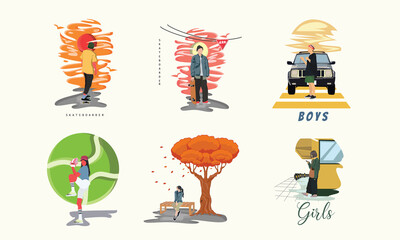 set illustration flat design image