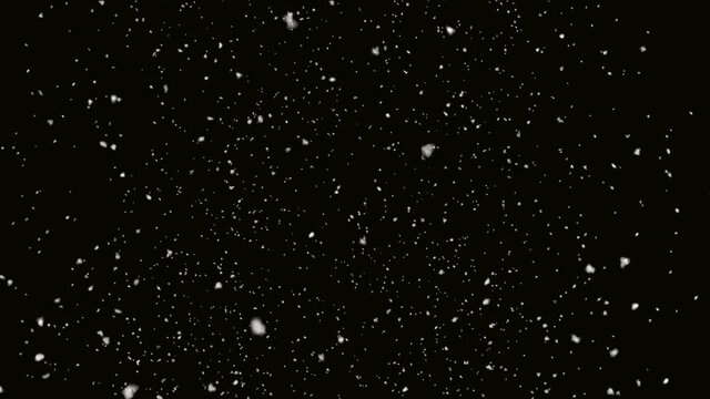 Real falling snow on a black background 