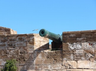 A beautiful photo of an old war cannon taken in Essaouira, moroccan city.