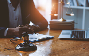 justice and law concept. male lawyer working in office. Legal law, advice and justice concept.	
