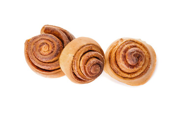 Traditional cinnamon rolls on white background
