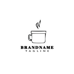 cup cartoon logo design template icon black isolated vector illustration