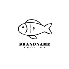 animal fish cartoon logo template icon design black isolated vector