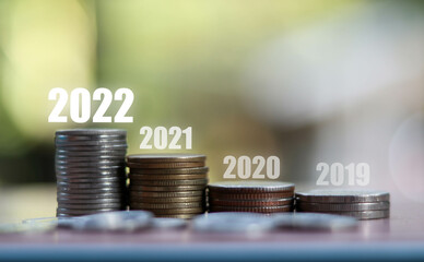 Growing Money, business finance and saving money investment , Money coin stack growing graph, plant...
