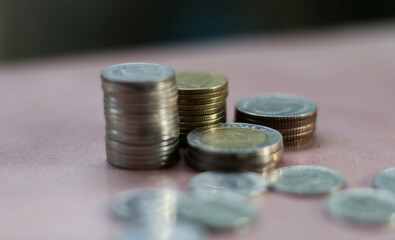 Growing Money, business finance and saving money investment , Money coin stack growing graph, plant growing up on coins. Balance savings and investment. growing growth year 2020 to 2022 concept.