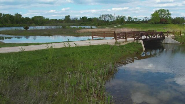 Bridge over pond