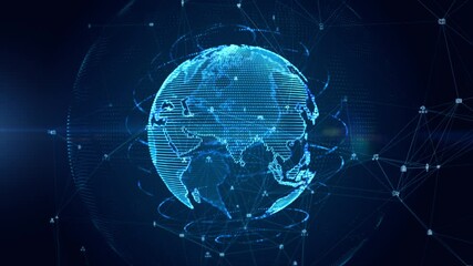 Digital earth rotating, Global network connection technology digital abstract background.3d rendering animation 4k - Powered by Adobe