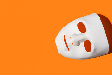 Guy Fawkes mask on color background