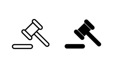 Gavel icons set. judge gavel sign and symbol. law icon. auction hammer