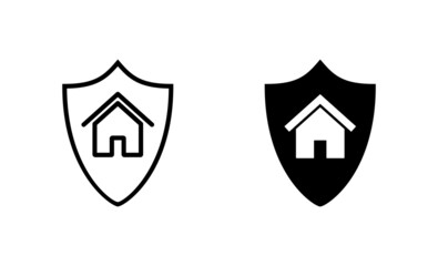 house insurance icons set. house protection sign and symbol