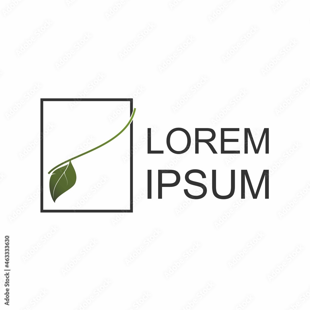 Poster unique and attractive leaf and in square image graphic icon logo design abstract concept vector stoc