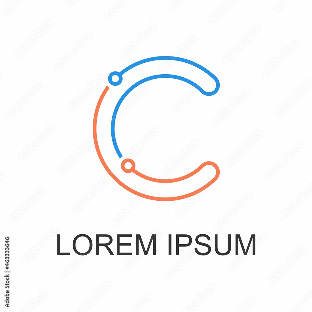 Poster letter c font in line tech image graphic icon logo design abstract concept vector stock. can be used