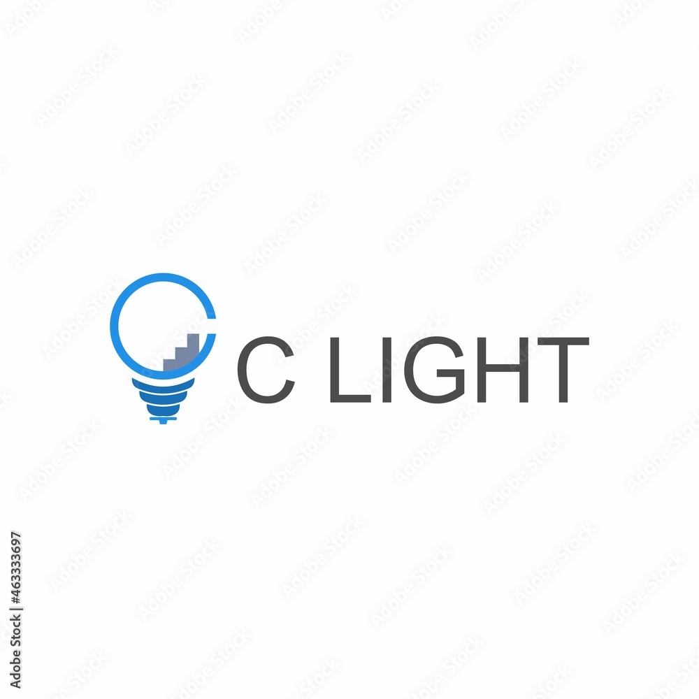 Poster lamp with chart or trade and letter c font image graphic icon logo design abstract concept vector st