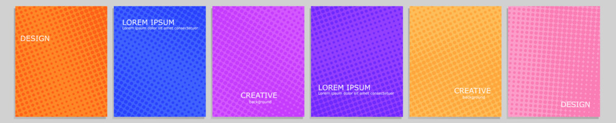 Set of vector cover notebook design. Abstract pop art dotted gradient template design for notebook paper, copybook brochures, book, magazine. Planner and diary cover for print