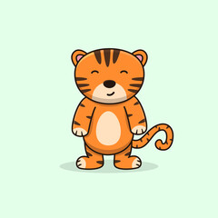 Obraz na płótnie Canvas Cute tiger happy cartoon vector illustration