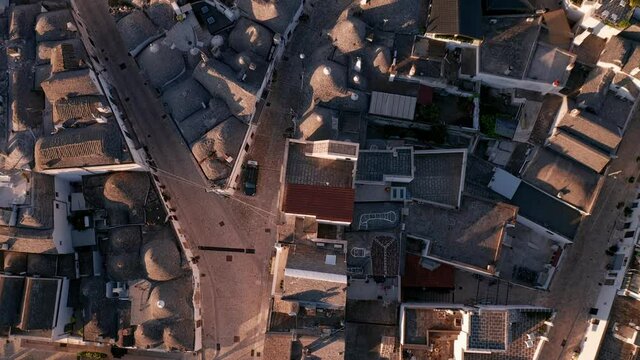 Beautiful aerial view of the traditional trulli houses in Alberobello, province Bari, region Puglia, Italy