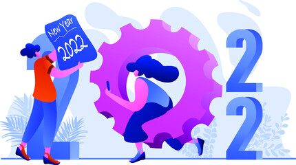 New Year 2022 Service Flat Illustration, perfect for landing pages, templates, UI, web, mobile app, posters, banners, flyers, development. vector