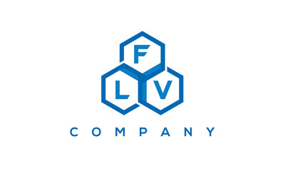 FLV three letters creative polygon hexagon logo