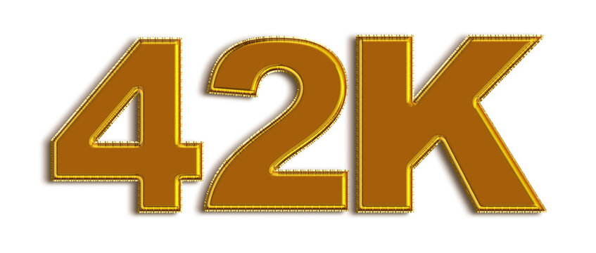 42K likes, followers online social media banner, letters, and icons. Isolated on white background. 3d illustration