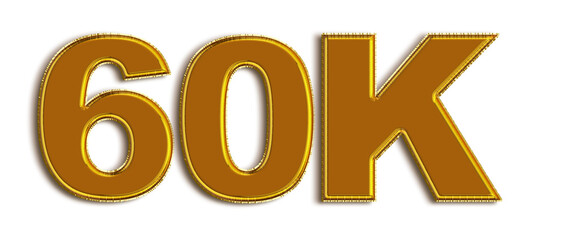 60K likes, followers online social media banner, letters, and icons. Isolated on white background. 3d illustration