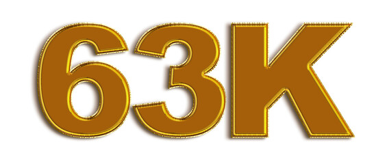 63K likes, followers online social media banner, letters, and icons. Isolated on white background. 3d illustration