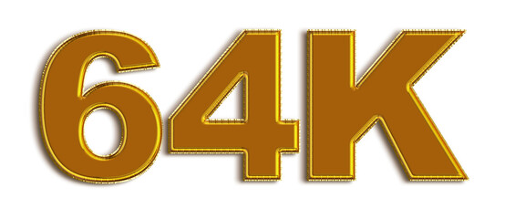 64K likes, followers online social media banner, letters, and icons. Isolated on white background. 3d illustration