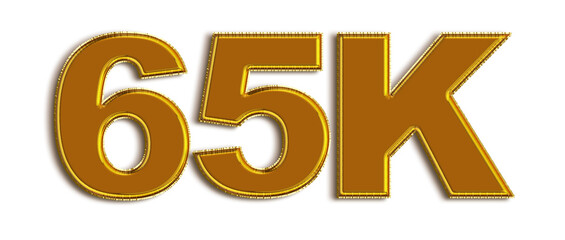 65K likes, followers online social media banner, letters, and icons. Isolated on white background. 3d illustration