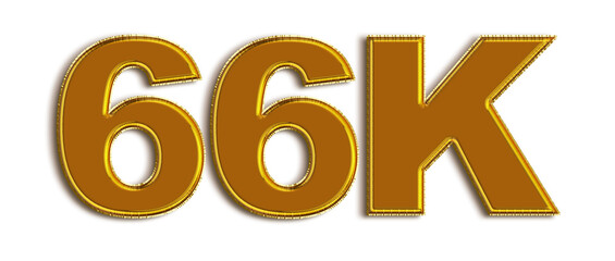 66K likes, followers online social media banner, letters, and icons. Isolated on white background. 3d illustration