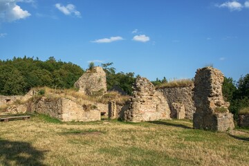 Fototapeta na wymiar Ruins of Lukov Castle. Courtyard. Central Moravia. Europe. 