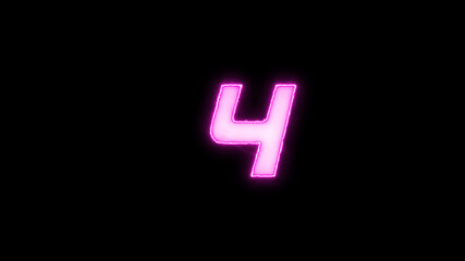 glowing number four, 4 on dark background