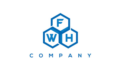 FWH three letters creative polygon hexagon logo