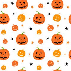 Halloween seamless pattern with white cobwebs on orange background. Flat vector illustration. Use for web, notepad, background, paper