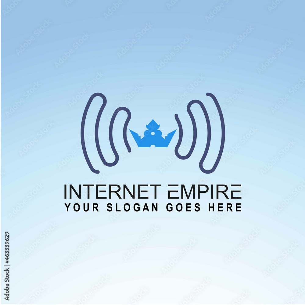Poster crown and signal wifi network image graphic icon logo design abstract concept vector stock. can be u