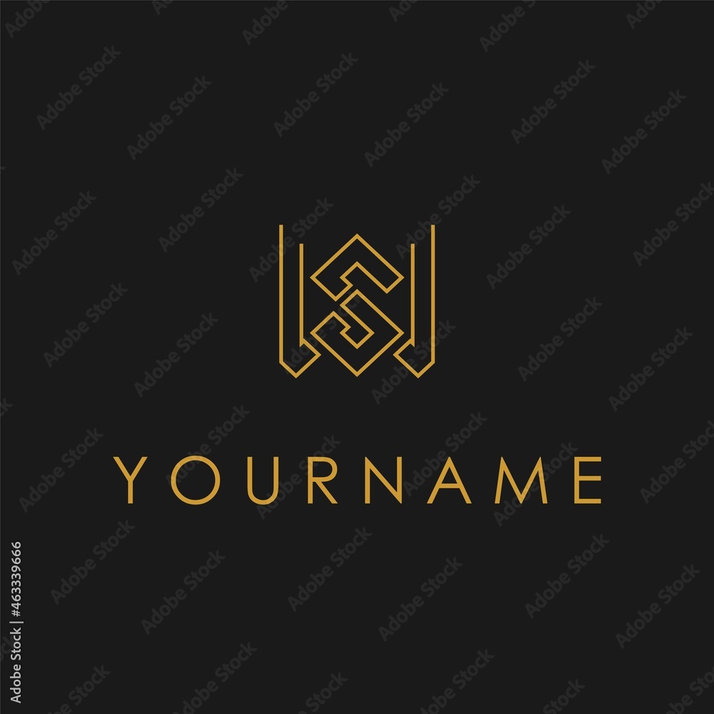 Poster letter or word s or ws font in double lineout image graphic icon logo design abstract concept vector