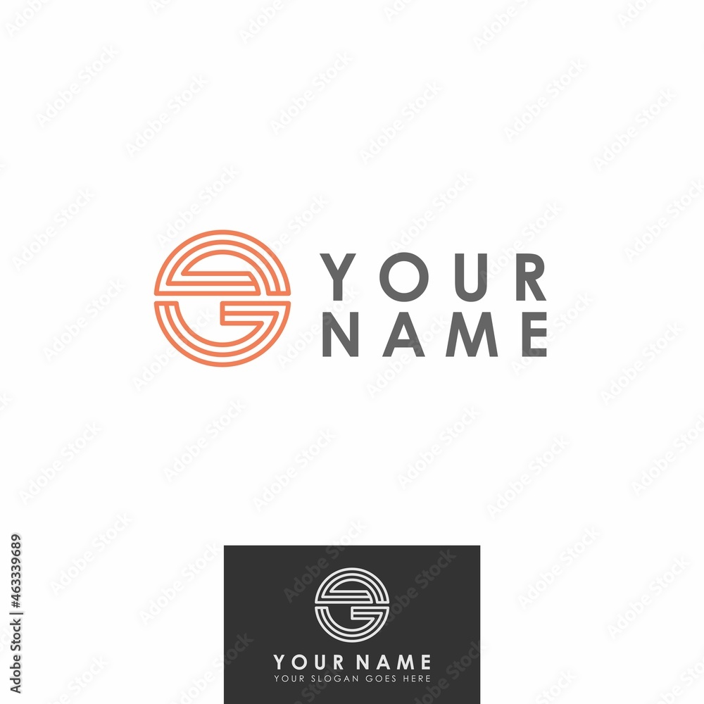 Poster letter or word sg font in 3 circle lines image graphic icon logo design abstract concept vector stoc