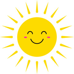 Cute Smiling Suns. Smile Sun. Emoji. Summer Sun. Vector Illustration.