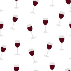 Seamless pattern red wine in a glass