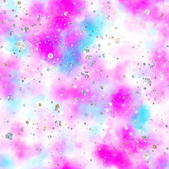 Watercolor colorful glitter seamless pattern