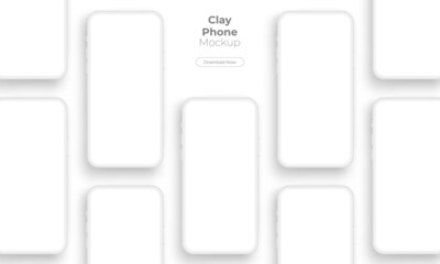 Clay Mobile Phones Mockups with Blank Screens for Showing Your App Design. Vector Illustration