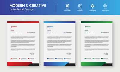 Modern Creative & Clean business style letterhead template design