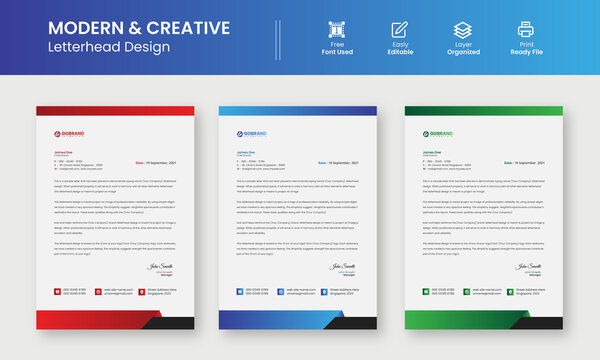 Modern Creative & Clean business style letterhead template design