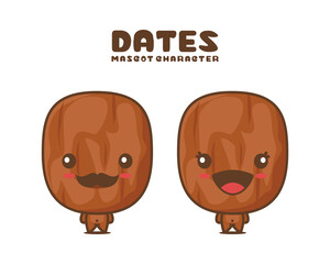 cute dates cartoon mascot, fruit vector illustration