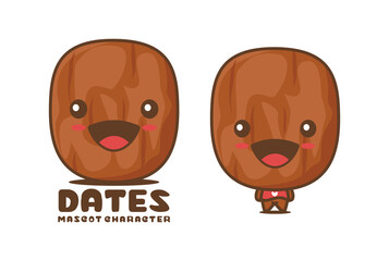 cute dates cartoon mascot, fruit vector illustration