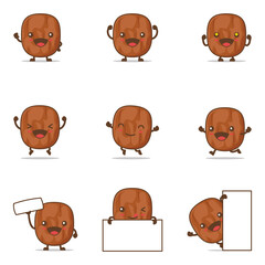 cute dates cartoon, fruit vector illustration, with happy facial expressions and different poses