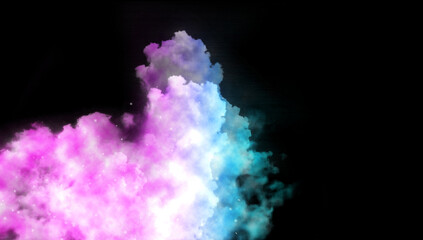 Realistic colorful fog on black background. 