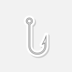 Fishing hook sticker icon isolated on white background