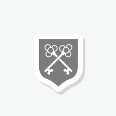 Security key protection sticker icon isolated on white background