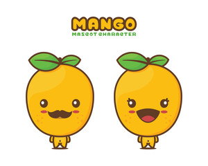 cute mango cartoon mascot, fruit vector illustration