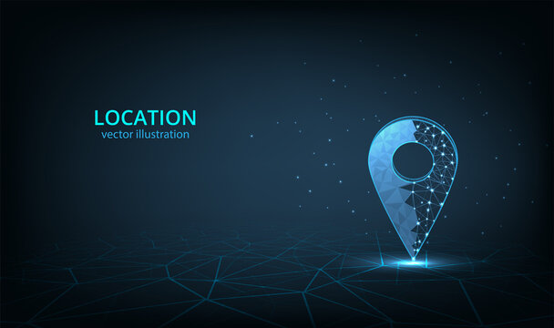 Gps technology background concept.Vector pin icon Gps on dark blue background.Travel way concept.Find trip, Geo pinpoint.Location navigator vector illustration.