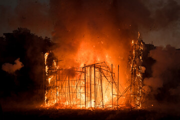 Fototapeta premium Lanka burning during Dussehra festival in India